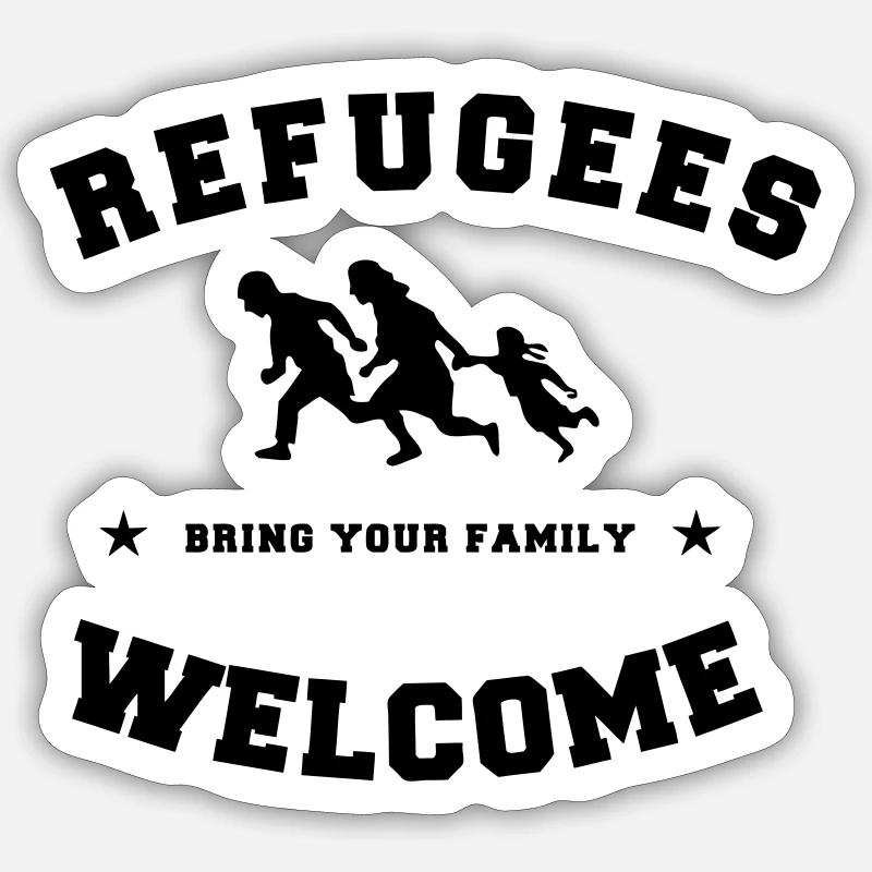 refugees welcome - Sticker Größe S (10 x 10 cm) - Mattweiß