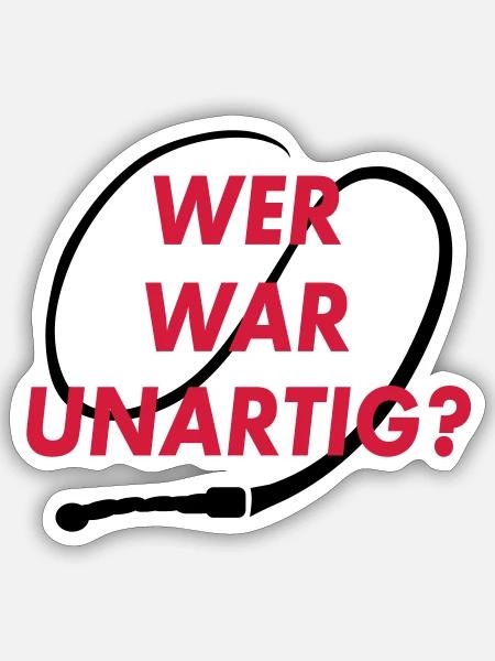 Wer war unartig? Peitsche - Sticker Größe S (10 x 10 cm) - Mattweiß