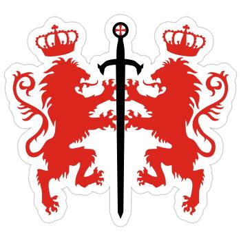 2 Loewen + couronne d'épée animaux héraldiques 2c - Sticker taille S (10 x 10 cm) - blanc mat - Devant