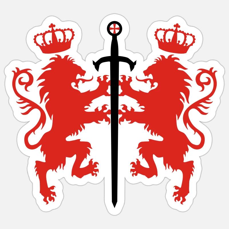 2 Loewen + sword crown heraldic animals 2c Sticker size S (10 x 10 cm)