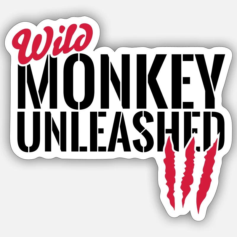 Wild monkey unleashed - Sticker size S (10 x 10 cm) - white matte