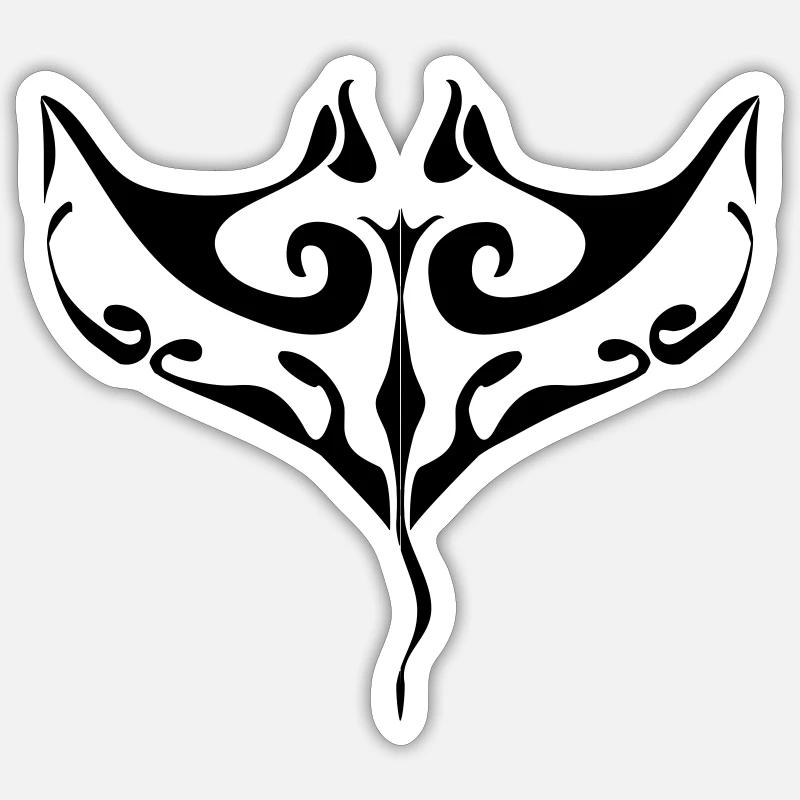manta ray tatoo - Sticker taille S (10 x 10 cm) - blanc mat