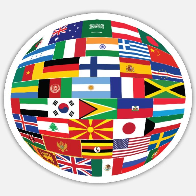 Drapeaux du Monde - Sticker taille S (10 x 10 cm) - blanc mat