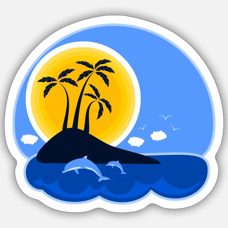île de vacances Sticker taille S (10 x 10 cm)