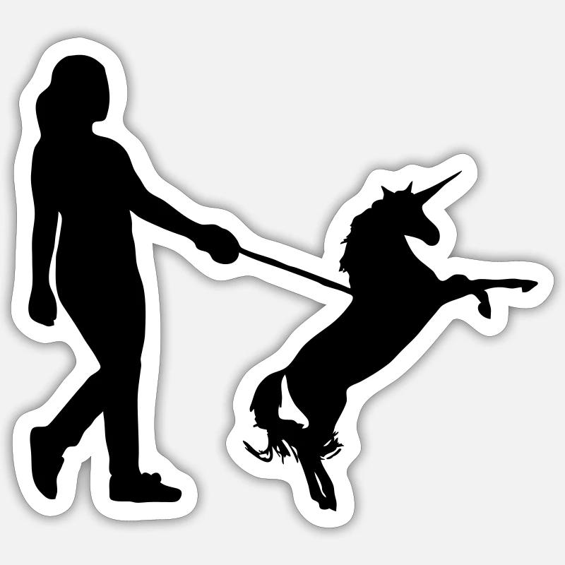 Einhorn Gassi - Einhörner, Haustier, Geschenk Sticker Größe S (10 x 10 cm)
