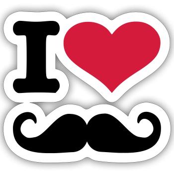 Mustache - Sticker size S (10 x 10 cm) - white matte - Front