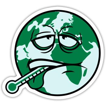 virus de la terre virus bactéries thermomètre l'humanité - Sticker taille S (10 x 10 cm) - blanc mat - Devant