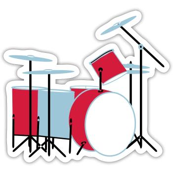 coloured_drums - Sticker Größe S (10 x 10 cm) - Mattweiß - Vorne