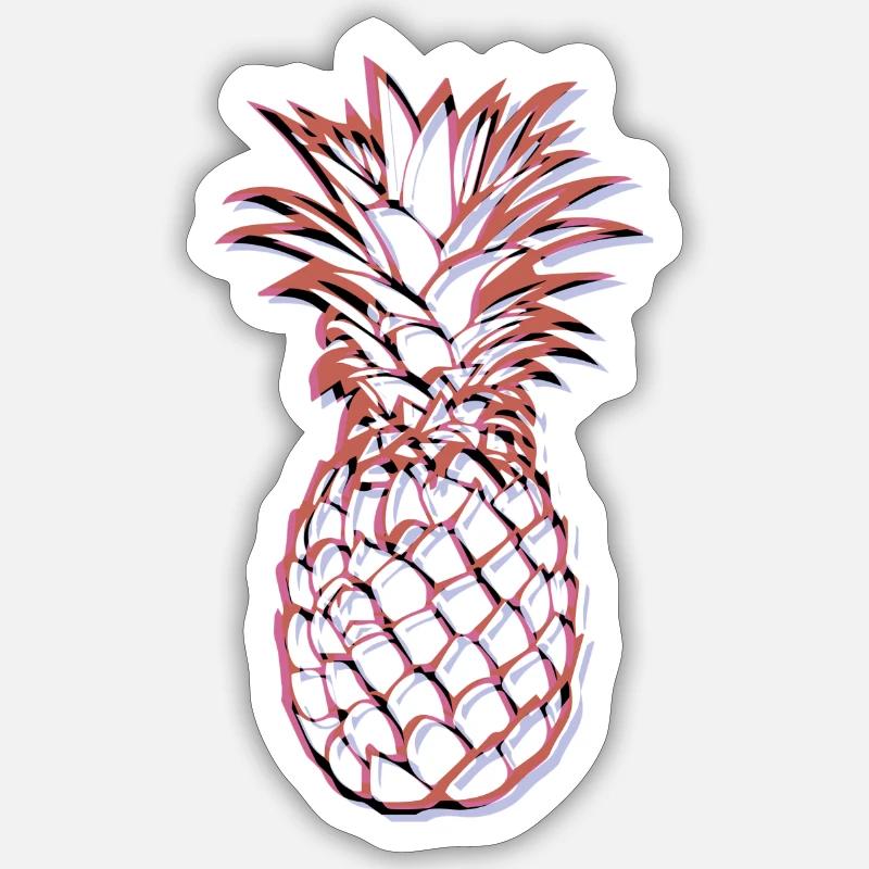 Red Pineapple - Sticker Größe S (10 x 10 cm) - Mattweiß