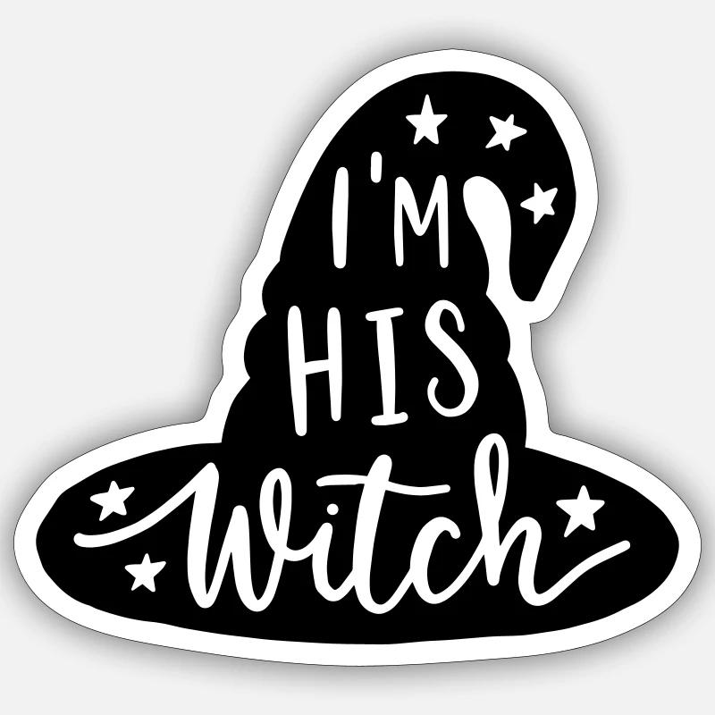 I m his witch - Sticker Größe S (10 x 10 cm) - Mattweiß