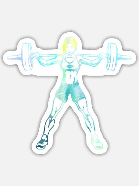 Fitness Girl - blau beim Training mit Hantel - Sticker Größe S (10 x 10 cm) - Mattweiß