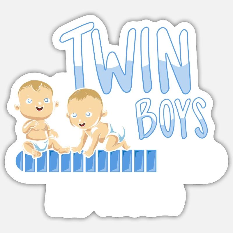 twin boys loading Schwangerschaft Mutter Zwillinge - Sticker Größe S (10 x 10 cm) - Mattweiß
