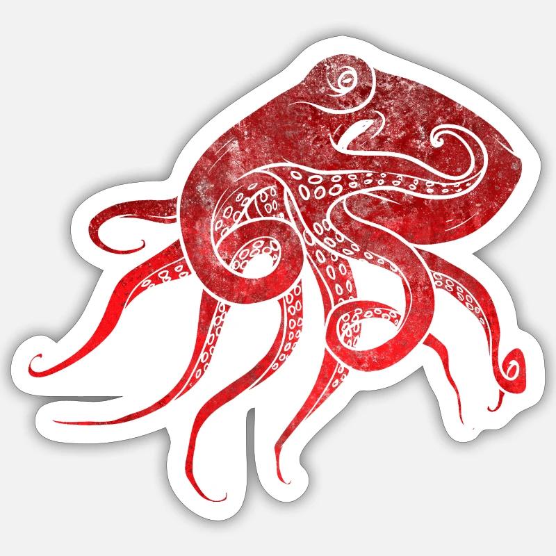 Squid red Sticker size S (10 x 10 cm)