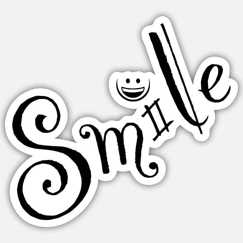 Smile - Sticker Größe S (10 x 10 cm) - Mattweiß