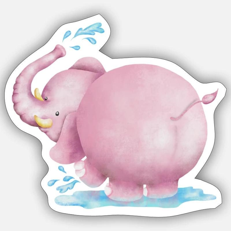 Rosa Elefant - Sticker Größe S (10 x 10 cm) - Mattweiß