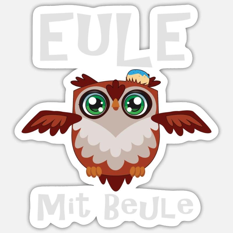 XASTY Eule mit Beule Kinder Mama Trost Geschenk - Sticker Größe S (10 x 10 cm) - Mattweiß