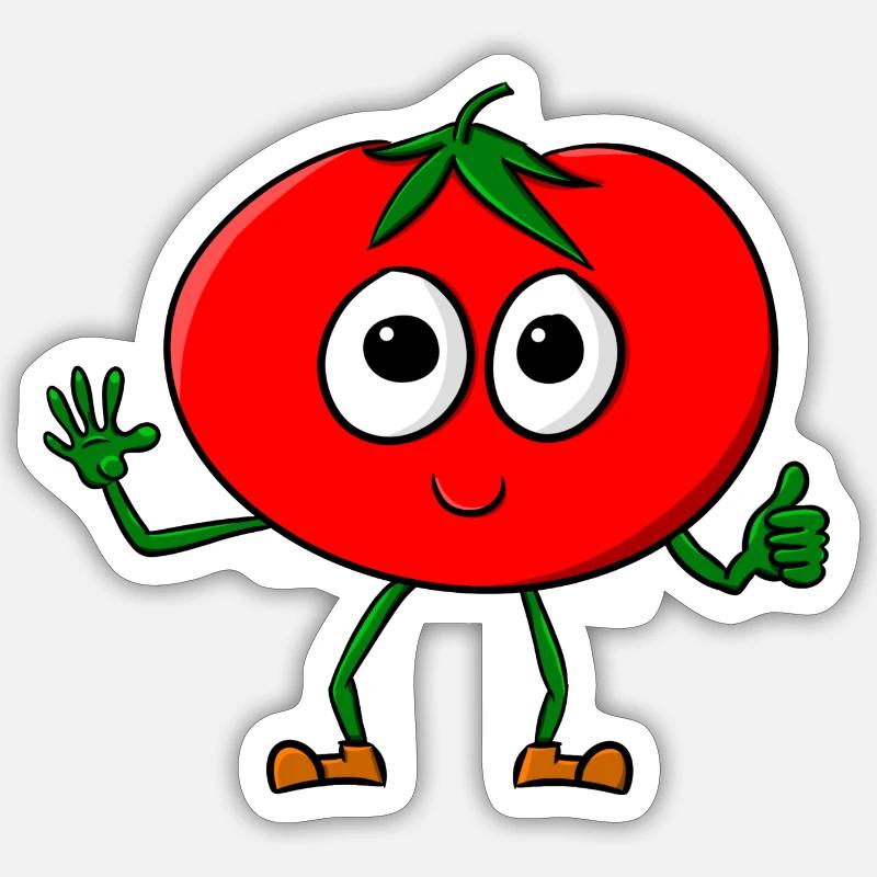 Tomate Comic - Sticker Größe S (10 x 10 cm) - Mattweiß