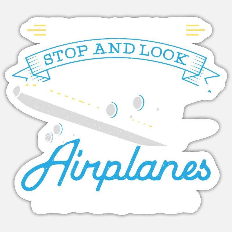 Flugzeug - Pilot, Techniker, Ingenieur Geschenk - Sticker Größe S (10 x 10 cm) - Mattweiß