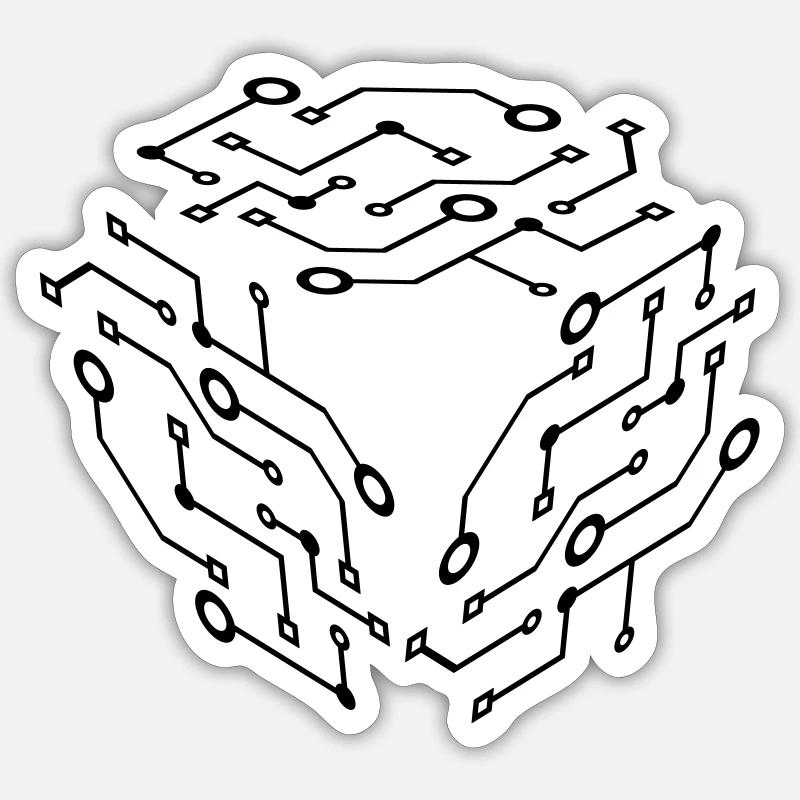 cool muster logo schaltkreis draht daten microchip Sticker Größe S (10 x 10 cm)