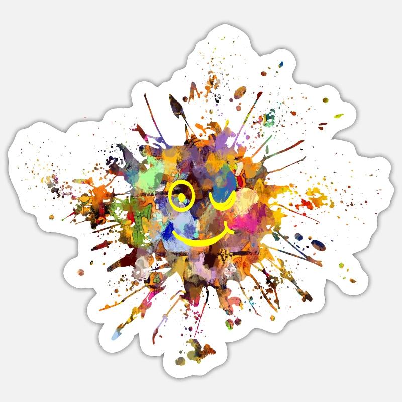 couleur taches - Sticker taille S (10 x 10 cm) - blanc mat