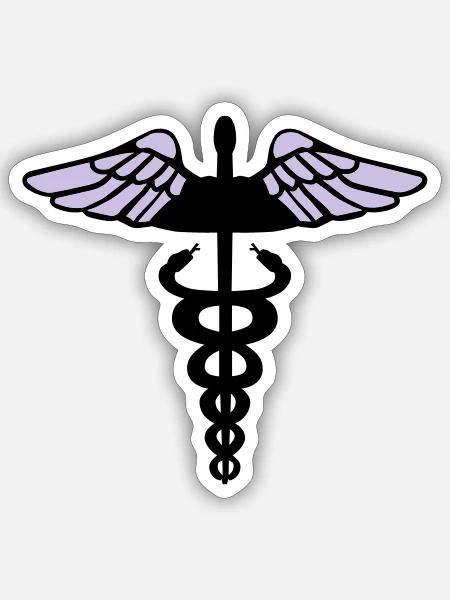 Caduceus - Sticker Größe S (10 x 10 cm) - Mattweiß