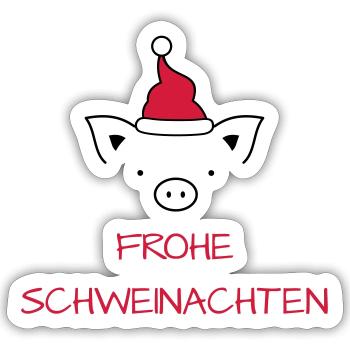 Frohe Weihnachten Schwein I Frohe Schweinachten - Sticker Größe S (10 x 10 cm) - Mattweiß - Vorne
