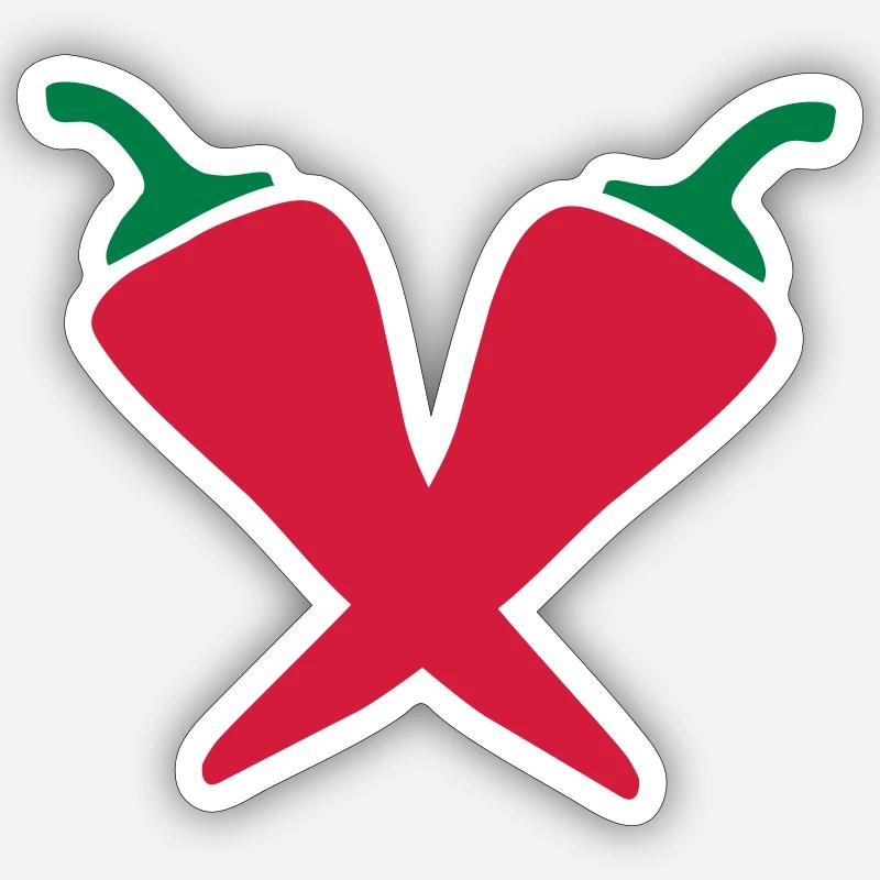 Chillies - Piments - Sticker taille S (10 x 10 cm) - blanc mat