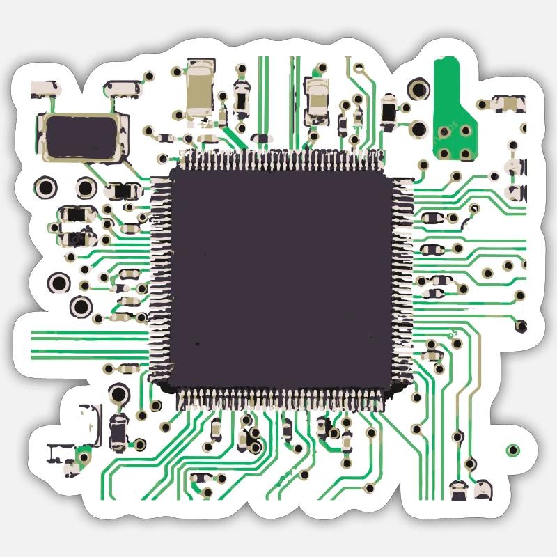 Computerchip - Sticker Größe S (10 x 10 cm) - Mattweiß