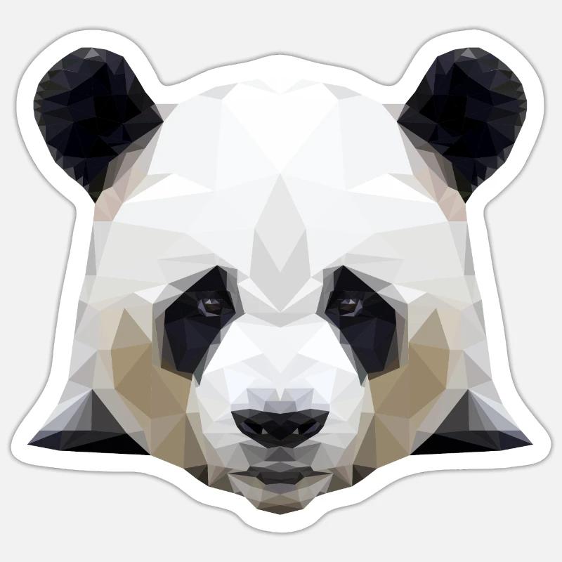 grafischer Panda - Pandabär polygon - Sticker Größe S (10 x 10 cm) - Mattweiß