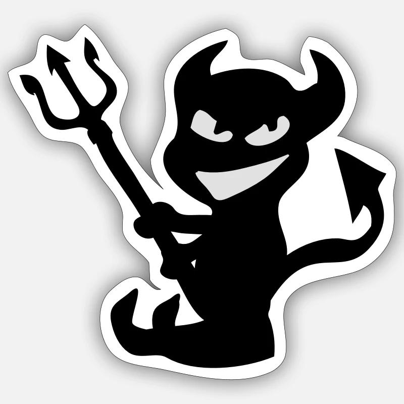 Smile evil with trident - Sticker size S (10 x 10 cm) - white matte