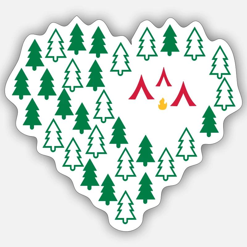 Camping - Sticker taille S (10 x 10 cm) - blanc mat