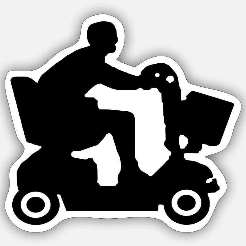 Image of disabled people in mobility scooter # - Sticker size S (10 x 10 cm) - white matte