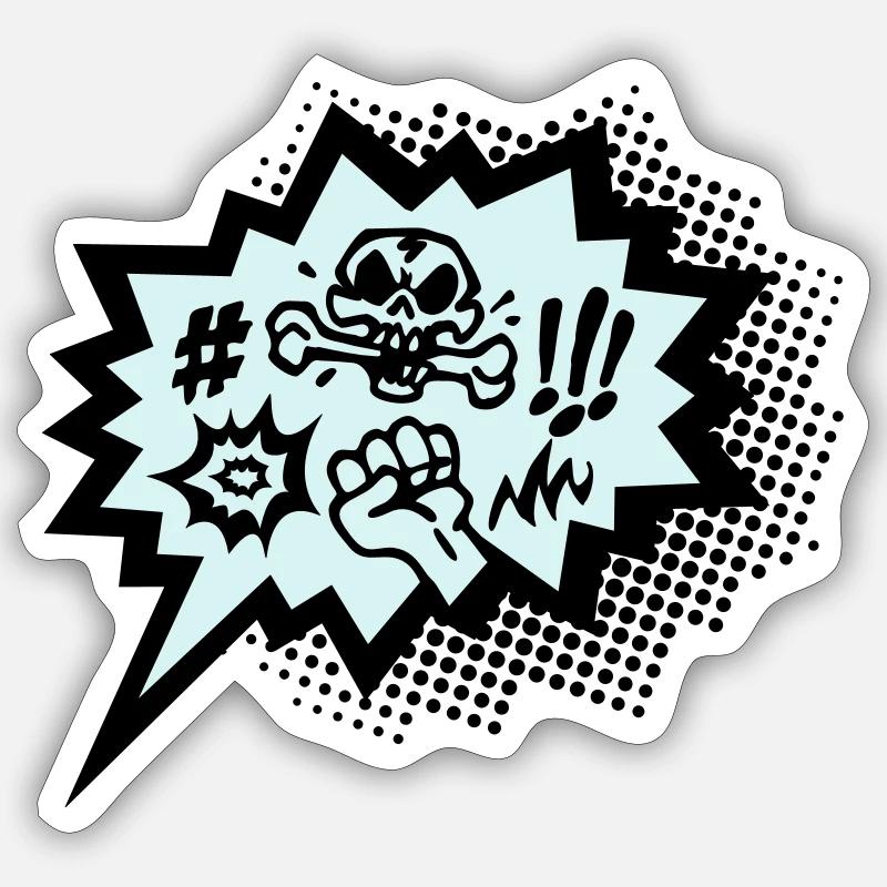 Comic Curses, Symbols Cartoon, Skull, Book, Words Sticker size S (10 x 10 cm)