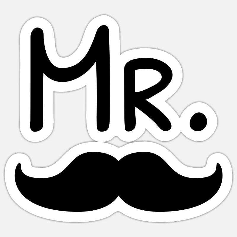 Mister Mustache - Sticker Größe S (10 x 10 cm) - Mattweiß