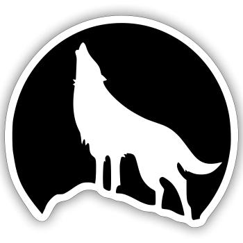 Wolf - Mond - Sticker Größe S (10 x 10 cm) - Mattweiß - Vorne