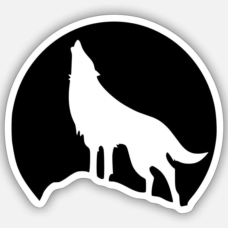 Wolf - Mond Sticker Größe S (10 x 10 cm)