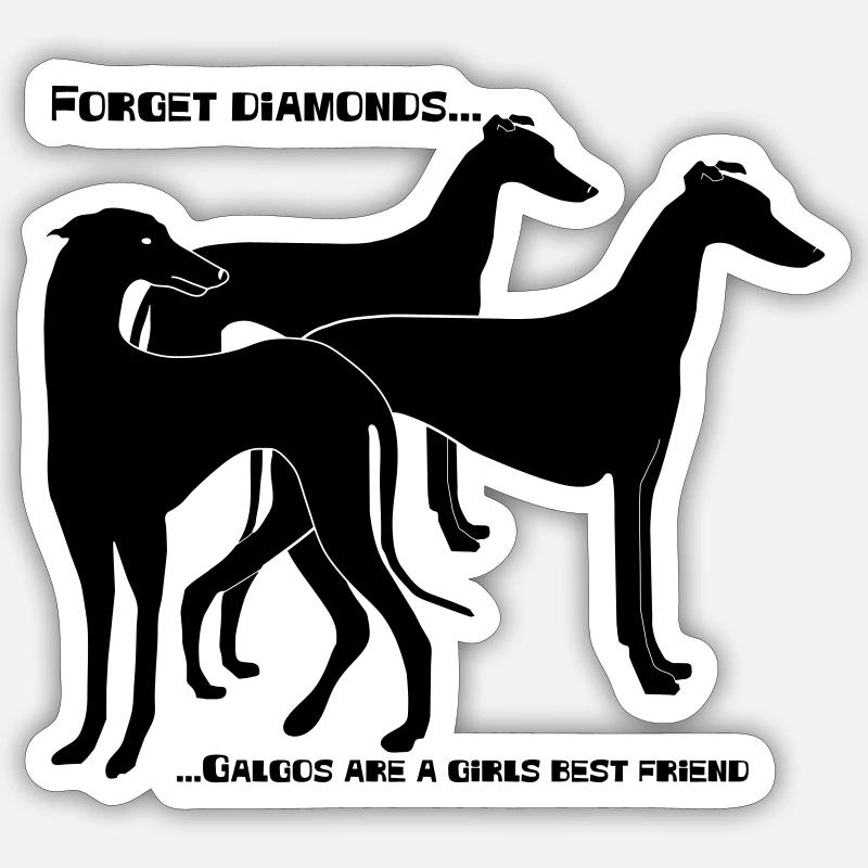 forget_diamonds..Galgos - Sticker Größe S (10 x 10 cm) - Mattweiß