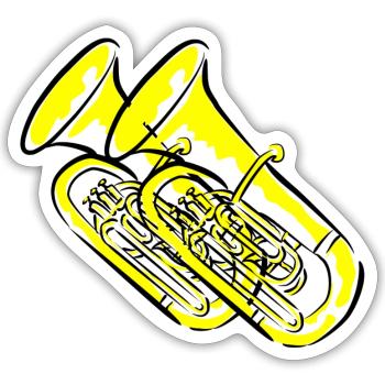 Tuba Blasmusiker - Sticker Größe S (10 x 10 cm) - Mattweiß - Vorne