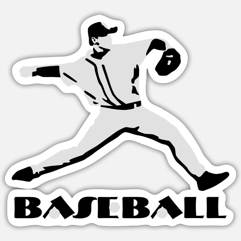 Baseball, Baseball Player - Sticker taille S (10 x 10 cm) - blanc mat