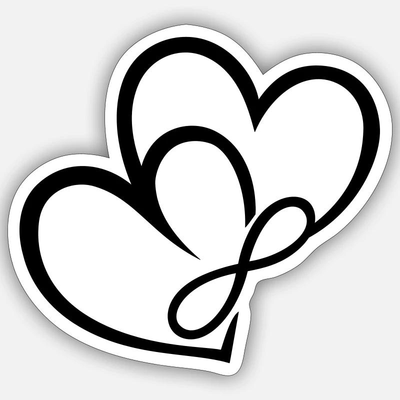 Zwei Herzen Infinite Love Unendliche Liebe - Sticker Größe S (10 x 10 cm) - Mattweiß