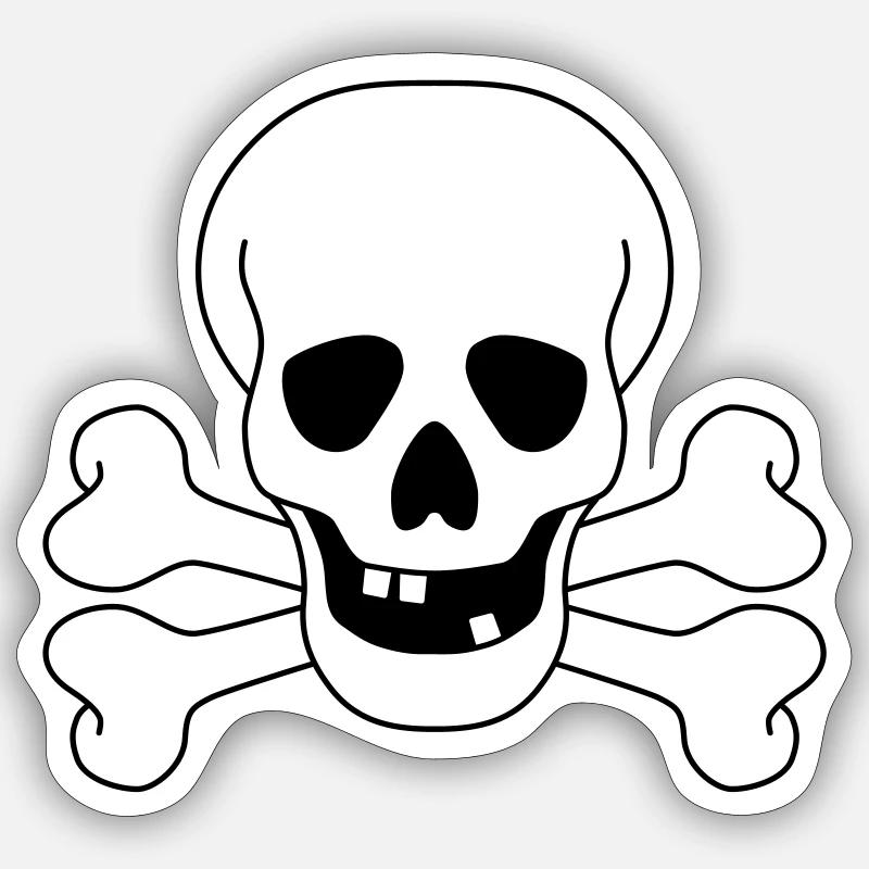 crâne - Sticker taille S (10 x 10 cm) - blanc mat