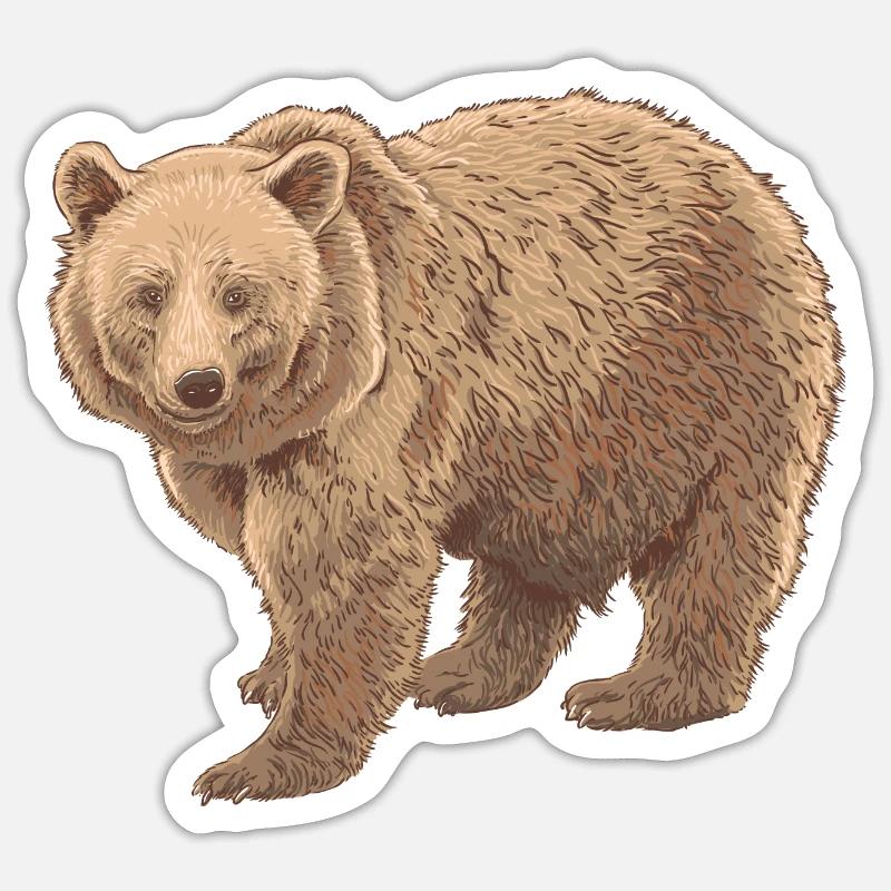 Ours de Kodiak - Sticker taille S (10 x 10 cm) - blanc mat