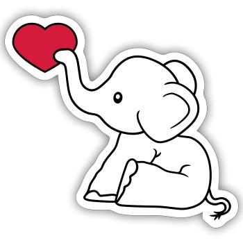 heart love give love in love elephant sitting sweet - Sticker size S (10 x 10 cm) - white matte - Front