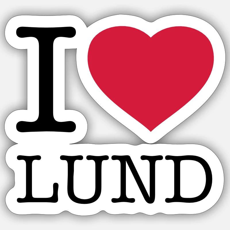I LOVE LUND Suède - Sticker taille S (10 x 10 cm) - blanc mat