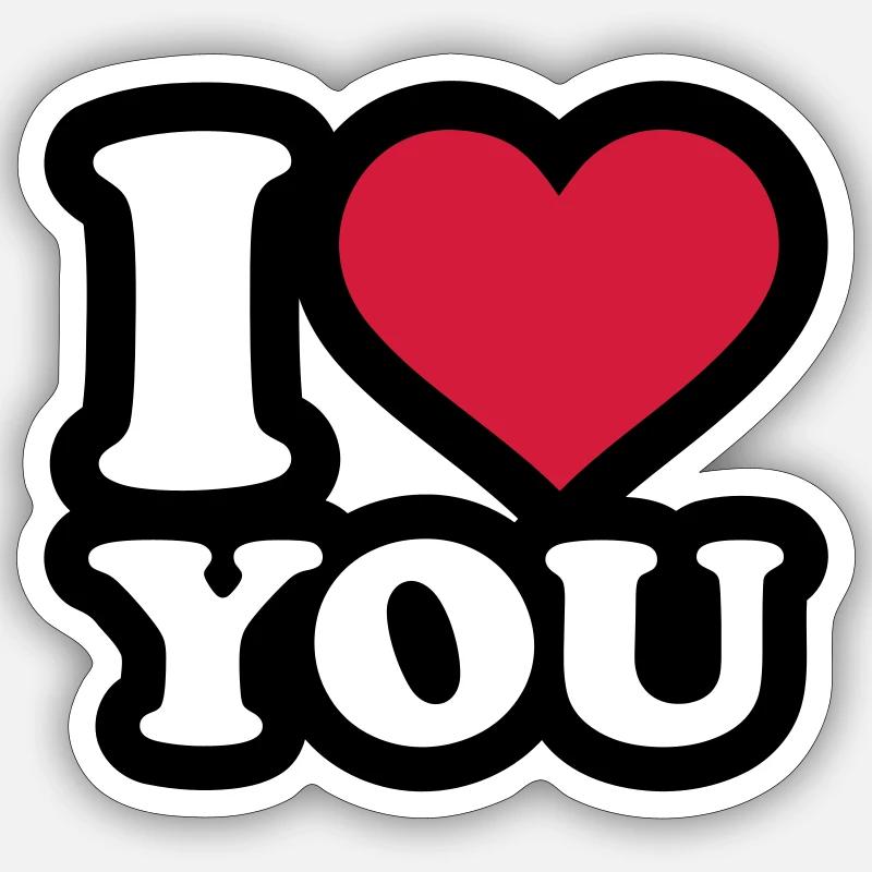 I love you - Sticker formato S (10 x 10 cm) - bianco opaco