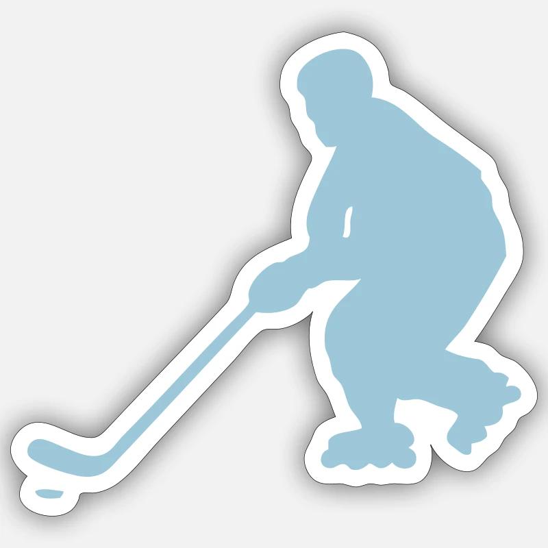 Roller Inline Hockey Silhouette Charakter - Sticker Größe S (10 x 10 cm) - Mattweiß