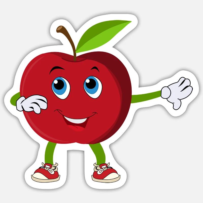 Pomme Dabbing dansant Vegan cadeau - Sticker taille S (10 x 10 cm) - blanc mat