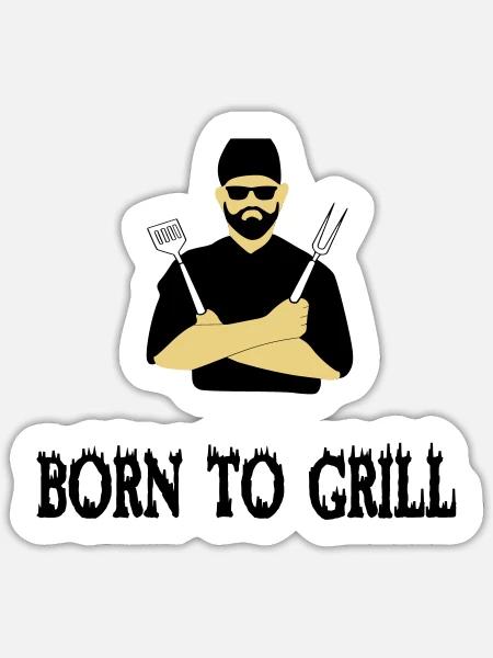 BBQ grilling - Sticker size S (10 x 10 cm) - white matte