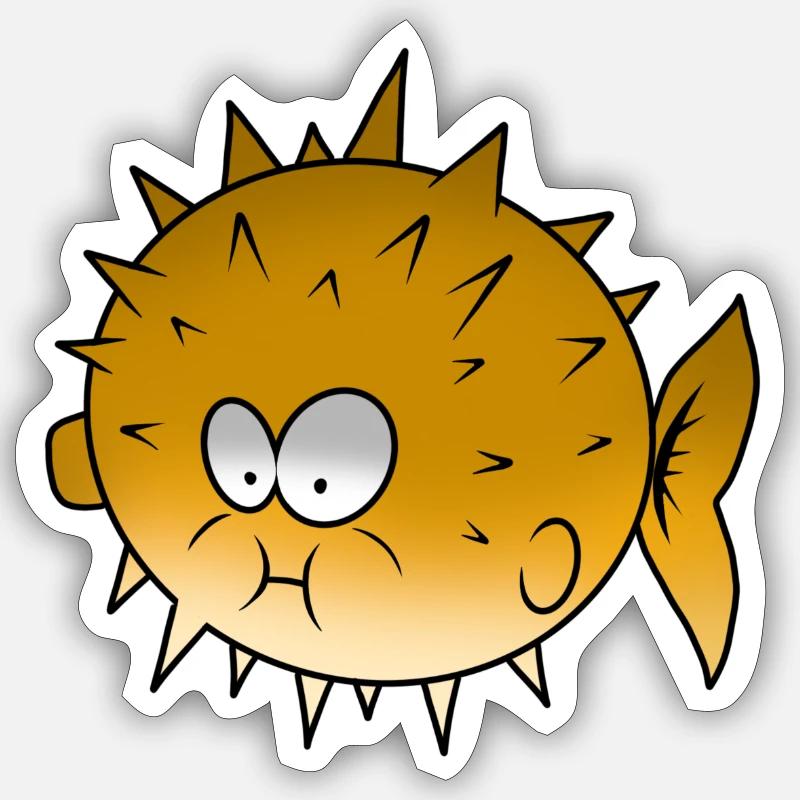 puffer fish - Sticker size S (10 x 10 cm) - white matte