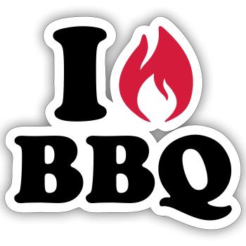 I Love BBQ - Sticker size S (10 x 10 cm) - white matte - Front